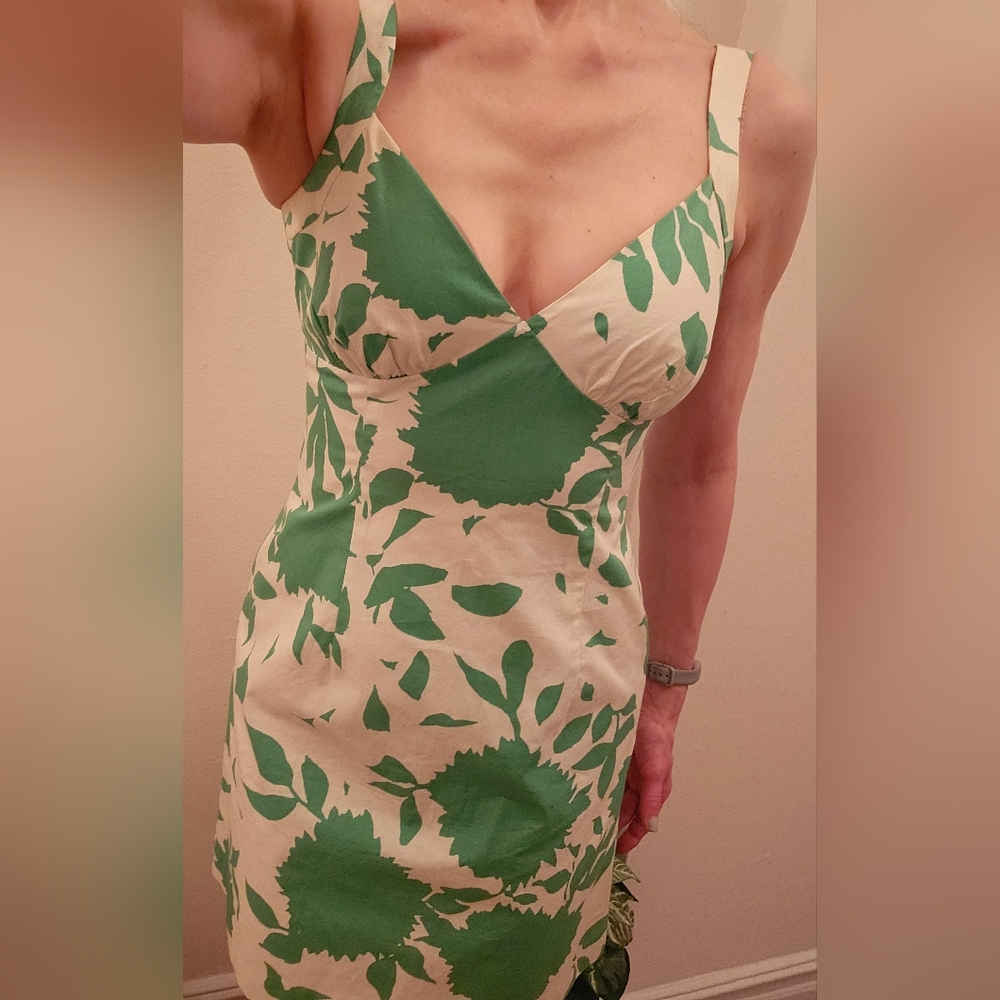 Green & White Cotton Moda International Summer Dress Size 4 (S/M)
